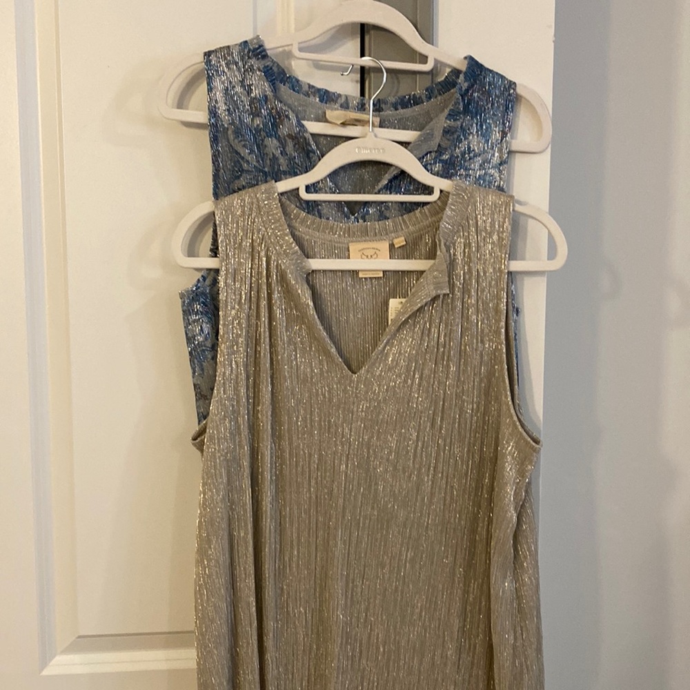 Pair Anthropologie tanks, gold NWT
